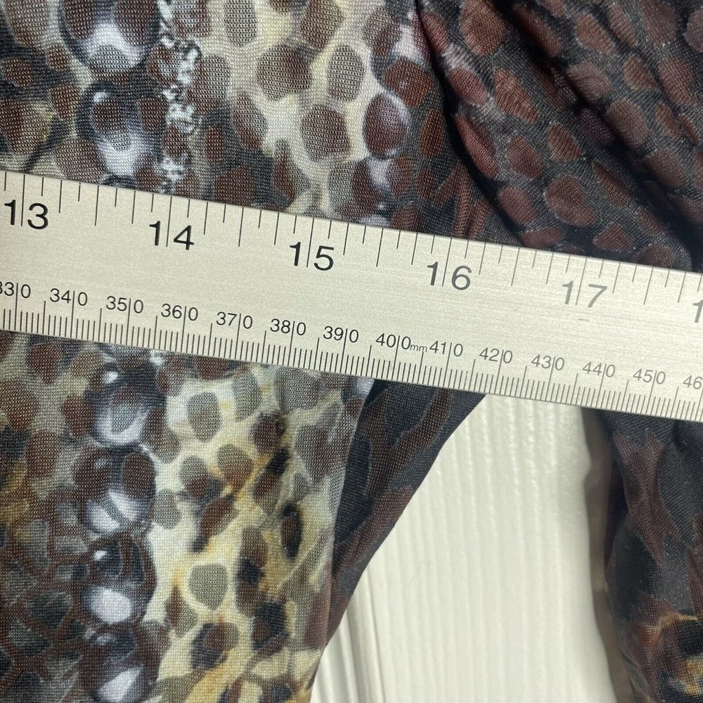 Joseph Ribkoff Animal Print Midi Dress Women’s 4 Blue Cap Sleeve Metallic Sequin - Picture 4 of 6